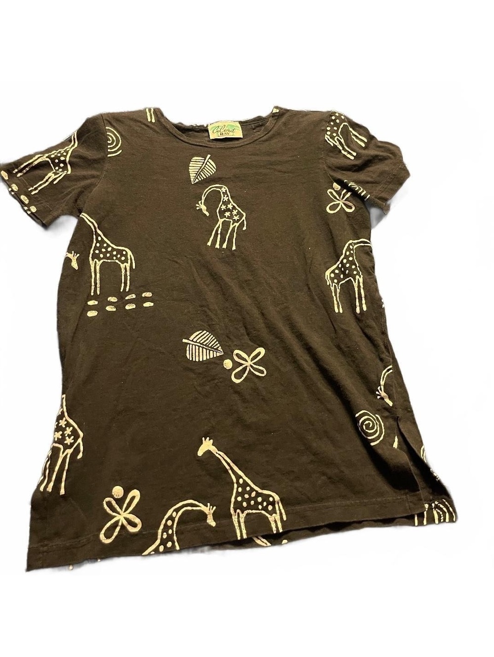 Vintage Cocanut Bay Black Giraffe Print Short Sleeve T-Shirt
